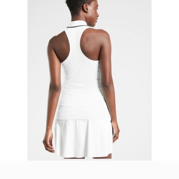 Athleta Momentum polo tank white with black trim Size XXS NWT seamless stretch - Picture 3 of 5